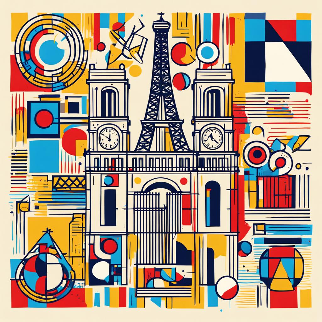 image of the tour eiffel on top of notre dame in a french art way